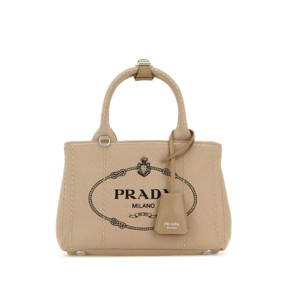 Prada Women Beige Canvas Mini Prada Jardiniã¨Re Handbag